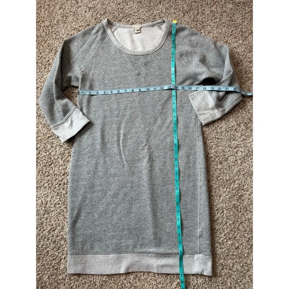 J. CREW Gray  Sweatshirt dress size Women's Med; Soft & Cozy!  3/4 sleeves